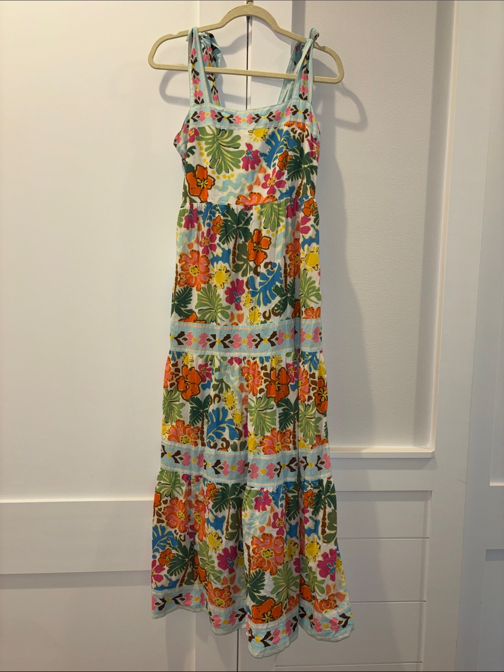 Beach Riot Charlotte Beach Tie-Shoulder Maxi Dress Large $178 100% Cotton Vacay - Picture 5 of 8